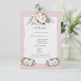 Waterverf Witte Blozende Bloemen Bruiloft  RSVP Kaartje