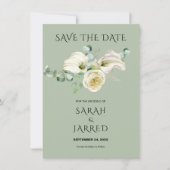 Waterverf Witte Calla Lilies Boeket Save The Date (Voorkant)