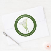 Waterverf Witte Calla Lily Illustratie Cirkel Ronde Sticker (Envelop)