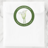 Waterverf Witte Calla Lily Illustratie Cirkel Ronde Sticker (Tas)