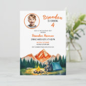 Waterverf Witte Camping Beer Kinder Foto Verjaarda Kaart (Staand voorkant)