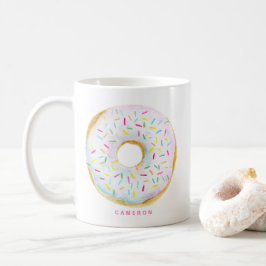 Waterverf Witte Chocolade Sprinkle Donut Koffiemok