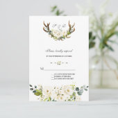 Waterverf Witte Crème Bloemen Geweien Bruiloft  RSVP Kaartje (Staand voorkant)