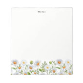 Waterverf Witte Daisy Bloemen Gepersonaliseerd Not Notitieblok (Voorkant)