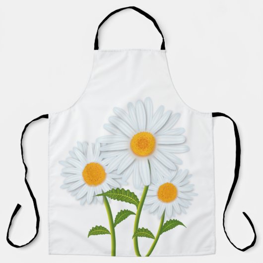 Waterverf Witte Daisy Floral Schort (Voorkant)