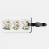 Waterverf Witte Daisy geschilderde bloemen met Quo Bagagelabel (Achterkant horizontaal)
