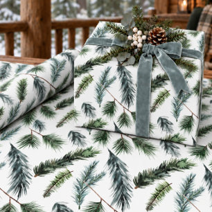 Waterverf Witte Den Groen & Blauwe Sparren Takjes Cadeaupapier