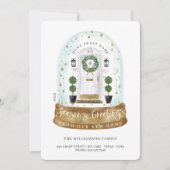 Waterverf Witte deur SneeuwWereldbol Nieuwe startf Feestdagenkaart (Voorkant)