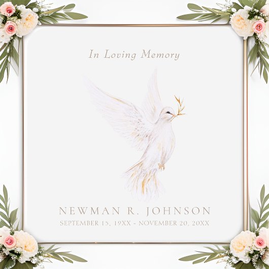 Waterverf Witte Duif van de Vrede Begrafenis Memor Kartonnen Onderzetters