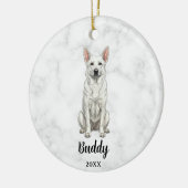 Waterverf Witte Duitse Herder Naam Hond Herdenking Keramisch Ornament (Links)