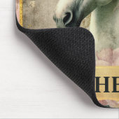 Waterverf  Witte Eenhoorn en Roze Rozen Muismat (Hoek)