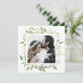 Waterverf Witte en Groene Floral sparen de Datum Kaart (Staand voorkant)