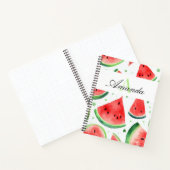 Waterverf Witte en Groene Watermeloen Monogramed Notitieboek (Binnen)