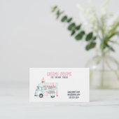 Waterverf Witte en Roze Leuke Ice Cream Truck Visitekaartje (Staand voorkant)