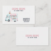 Waterverf Witte en Roze Leuke Ice Cream Truck Visitekaartje (Voorkant / Achterkant)