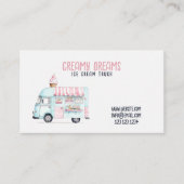 Waterverf Witte en Roze Leuke Ice Cream Truck Visitekaartje (Voorkant)