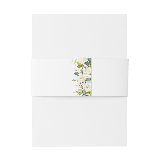 Waterverf Witte Floral Modern Monogram Bruiloft Uitnodigingen Wikkel (Achterkant Voorbeeld)