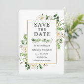 Waterverf Witte Floral sparen de Kaart van de Datu (Staand voorkant)