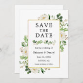 Waterverf Witte Floral sparen de Kaart van de Datu (Voorkant / Achterkant)