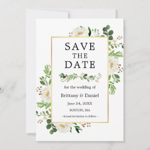 Waterverf Witte Floral sparen de Kaart van de Datu