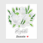 Waterverf witte Freesia. Elegante bloemnaam Sticker (Vel)
