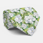 Waterverf Witte Gardenia Floral Groomsmen Stropdas (Opgerold)