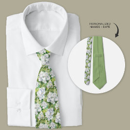 Waterverf Witte Gardenia Floral Groomsmen Stropdas