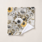 Waterverf witte, gele bloemen bad handdoek (Wasdoekje)