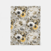 Waterverf witte, gele bloemen fleece deken (Voorkant)