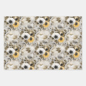 Waterverf witte, gele bloemen inpakpapier vel (Voorkant)