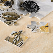 Waterverf witte, gele bloemen legpuzzel (Zijkant)