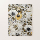 Waterverf witte, gele bloemen legpuzzel (Verticaal)