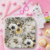 Waterverf witte, gele bloemen papieren bordje (Feest)