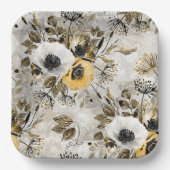 Waterverf witte, gele bloemen papieren bordje (Voorkant)