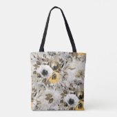 Waterverf witte, gele bloemen tote bag (Achterkant)