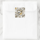 Waterverf witte, gele bloemen vierkante sticker (Tas)