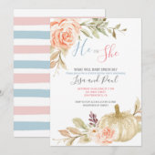 Waterverf Witte Herfst Genderonderzoek Uitnodiging (Voorkant / Achterkant)