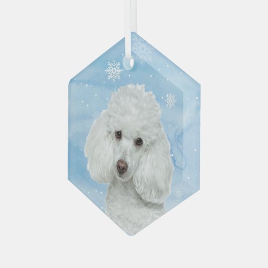 Waterverf Witte hond van de Dog Pet Glas Ornament (Voorkant links)