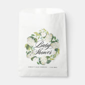 Waterverf Witte Hortensia Krans Baby shower Bedankzakje (Voorkant)
