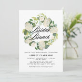 Waterverf Witte Hortensia Krans Bruids Brunch Kaart (Staand voorkant)