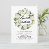 Waterverf Witte Hortensia Krans Bruids Luncheon Kaart (Staand voorkant)