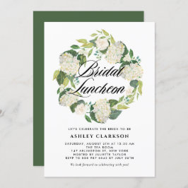 Waterverf Witte Hortensia Krans Bruids Luncheon Kaart