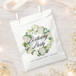 Waterverf Witte Hortensia Krans Verjaardagsfeest Bedankzakje