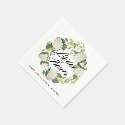 Waterverf Witte Hortensia Krans Vrijgezellenfeest Servet (Hoek)