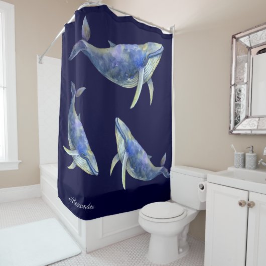 Waterverf Witte houtnaam Douchegordijn (In situ)