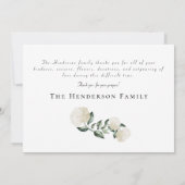 Waterverf Witte Hydrangea begrafenis Dank u Bedankkaart (Achterkant)