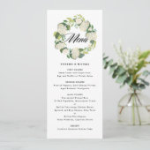 Waterverf Witte Hydrangea Bloemen Krans Trouwen Menu (Staand voorkant)