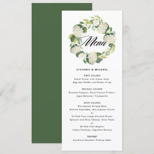 Waterverf Witte Hydrangea Bloemen Krans Trouwen Menu