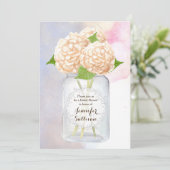 Waterverf Witte Hydrangea Mason Jar Vrijgezellenfe Kaart (Staand voorkant)