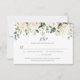 Waterverf Witte Hydrangeas en Rozen Groen RSVP